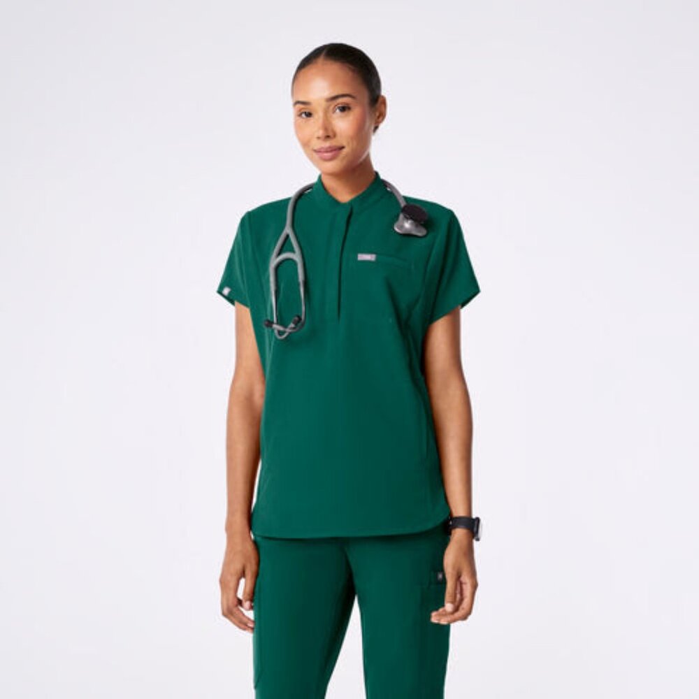 Figs Montex Scrub Top in Hunter. Size Medium.